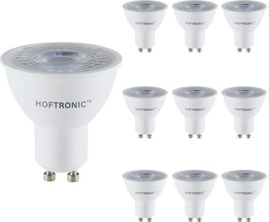 HOFTRONIC Voordeelverpakking 10x GU10 LED Spots Dimbaar 4,5 Watt 345lm 4000K Neutraal Wit Licht