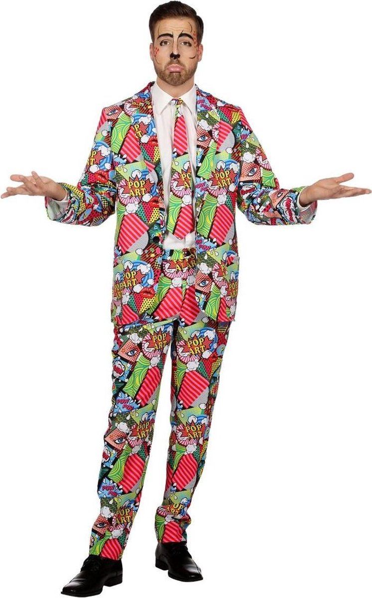 Wilbers Pak Pop-art kostuum Terrence voor volwassenen - Multicolor - Polyester - EAN: 8714438773116