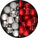 Merkloos / Sans marque Billiet - Vanlaere Kerstballen 36x stuks - 3 en 4 cm - zilver en rood - kunststof