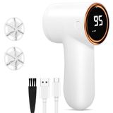 Cozary Elektrisch pluisscheerapparaat, digitaal led-display, 5 instelbare snelheden, borstel met 6 messen, met borstel en reservemesjes, oplaadbaar pluisscheerapparaat voor kleding, wol, trui, stof