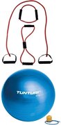 Tunturi - Fitness Set - Tubing Set Rood - Gymball Blauw 65 cm