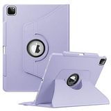 FINTIE Roterende hoes compatibel met iPad Pro 12,9 inch (2022/2021/2020/2018, 6e/5e/4e/3e generatie)-360 graden draaibare beschermhoes met potloodhouder, automatisch slapen/waken, lila paars