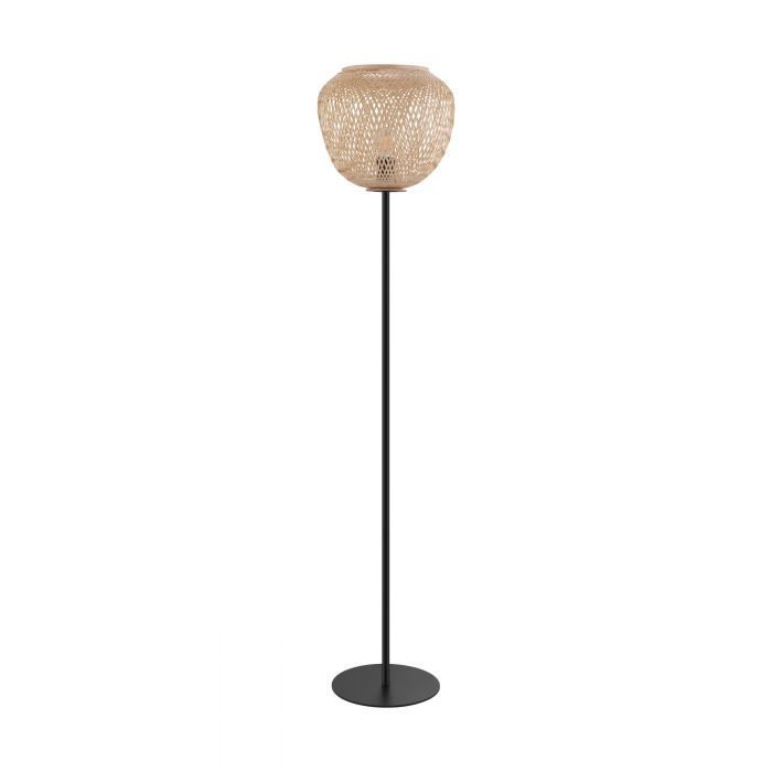 EGLO Dembleby Vloerlamp - Zwart - Hout - E27 - 40W
