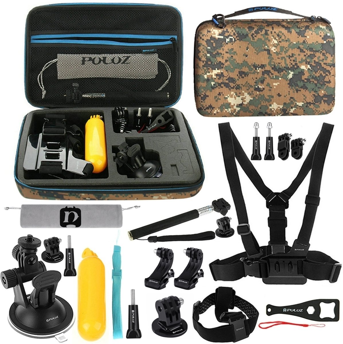 www.puluz.nl 20 in 1 GoPro accessoire camouflage combo kit voor GoPro HERO 6 / 5 / 4 Session / 4 / 3+ / 3 / 2 / 1