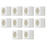 REV Standaard spaarset, 10 x opbouwcontactdoos, geaard stopcontact, opbouw, enkelvoudig, crèmewit