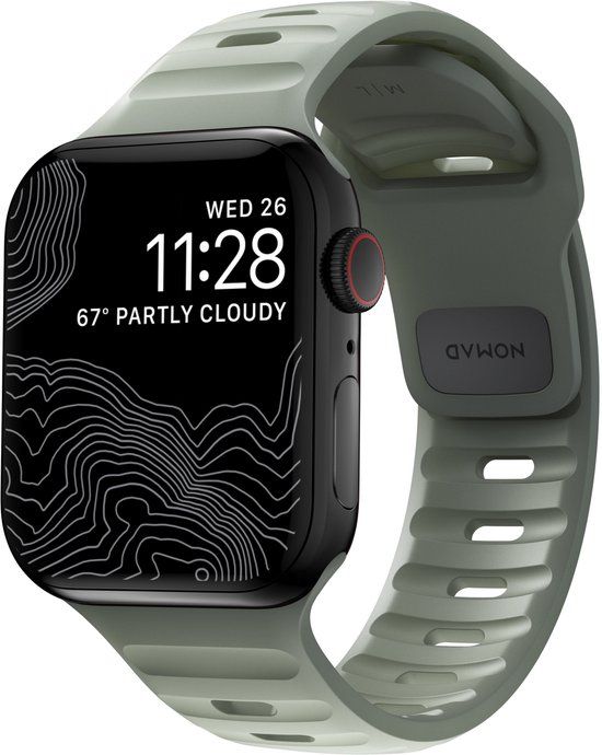 Nomad Sport band FKM voor de Apple Watch Series 1 t/m 9 / SE (38/40/41 mm) | Series 10 (42 mm) - Groen