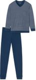 Schiesser Pyjama lang - Comfort Essentials - Heren Pyjamaset - Blauw