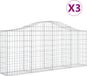 vidaXL Gabions - 3 pièces - voûté - 200x30x80/100 cm - fer galvanisé