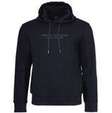 Armani Exchange Printed Hooded Cotton Sweatshirt with Long Sleeves - Blue