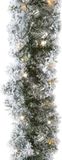 Merkloos / Sans marque Kaemingk B.V. 1x Groene dennenslingers frosted met verlichting 270 cm