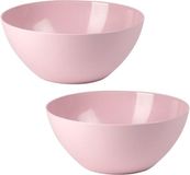 Plasticforte Serveerschaal/saladeschaal - 2x - D25 x H12 cm - kunststof - roze