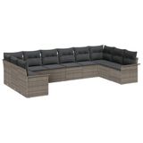 vidaXL Tuinbank Set 10 st Grijs poly rattan