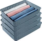 Hega Hogar Opbergmandje/ladeverdeler - 4x - denin blauw - 4.5 liter - kunststof - 26 x 35 x 6 cm