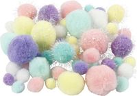 Merkloos Creativ Company B.V. Pompons knutsel set - 186 grams - pastel kleuren mix - 15-40 mm - hobby/knutsel materialen