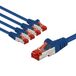 goobay 65966 CAT6 netwerkkabel set van 5 / patchkabel afgeschermd S/FTP/CU ethernetkabel, PiMF, LSZH/Cat 6-kabel met 10 Gbits/blauw/5x 1m