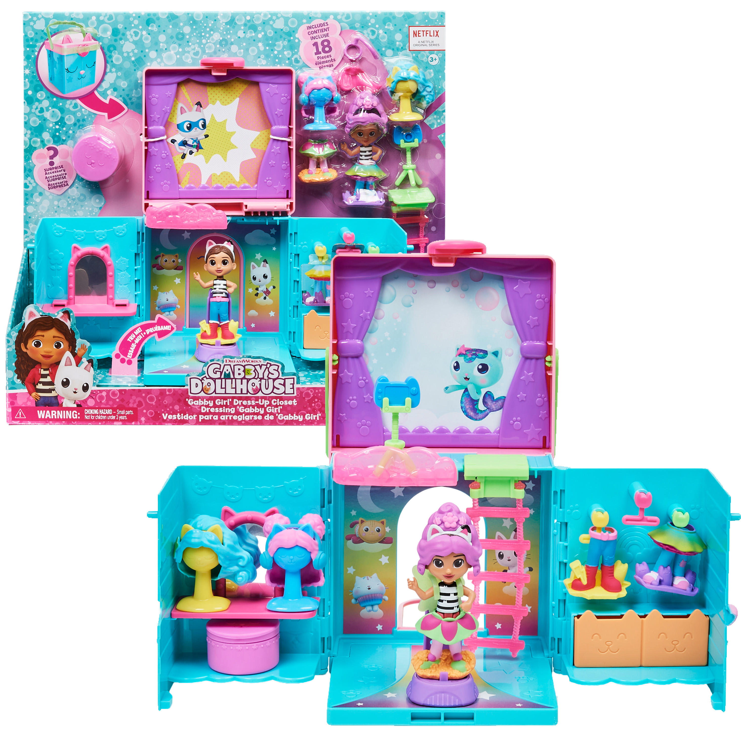 Spin Master Gabby&#39;s Poppenhuis - Gabby&#39;s Verkleedkamer-speelset met accessories en unieke Gabby-figuur