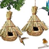 Unyqoos® Handgeweven vogelhuisjes van natuurlijk rotan – Set van 2 stuks, ademend nest- en schuilplaats voor mezen, kanaries en parkieten (balkon/tuin)