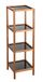 WENKO Bad- en woonplank Mod. Fondi, massief acaciahout met 4 etages, glazen planken in zwart, 36 x 112 x 36 cm