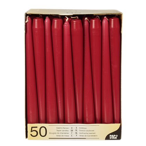 Papstar 17961 Kaarsen Rood 25cm 50 stuks