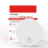 FireAngel Dunne Rookmelder voor Thuis, Brandalarm met Batterij voor 10 Jaar, Optische Brandmelder, 115 mm x 23,5 mm, Wit, 1 Stuk