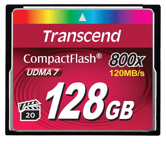 Transcend 128GB 800x CompactFlash - 120MB/s Read, 60MB/s Write