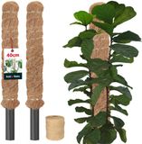 KOTARBAU® 2 st Kokosstok, Plantenstok, ⌀ 2,5 x 40 cm, Kokosstaaf, Klimhulp Monstera, Bruin, Kokosvezel
