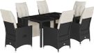 vidaXL 7-delige Tuinset met Kussens, Zwart, Polyrattan