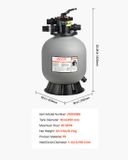 VEVOR Zandfilter, 450 mm Filtertank, 151 L/Min Zandfiltersysteem, Filtertank met 7-Weg Meerwegklep, Terugspoel-, Spoel-, Recirculatie-, Afvalwater-, Winter- en Gesloten Modus, voor Bovengrondse Zwembaden.