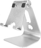 DrPhone UniStand Flex – Universele Telefoon En Tablethouder – Aluminiumlegering - Ergonomisch Ontwerp – Metalen Standaard – Zilver