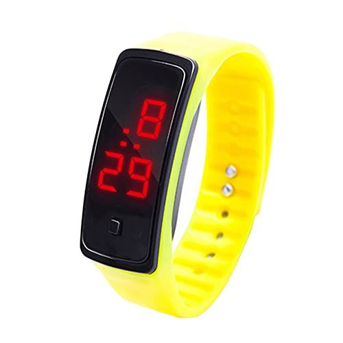 tinysiry Digitaal horloge, siliconen riem elektronisch horloge, LED-achtergrondverlichting groot display sporthorloge geweldig cadeau voor kinderen tieners meisjes jongens geel