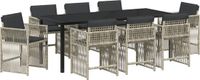 vidaXL Tuinset, 9-delig, lichtgrijs, gepoedercoat staal