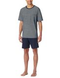 SCHIESSER Cotton Essentials Pyjama kort - heren shortama set - nachtblauw dessin