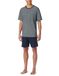 SCHIESSER Cotton Essentials Pyjama kort - heren shortama set - nachtblauw dessin