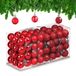 Relaxdays Kerstballen Set van 96 - Kunststof - Rood - 3 cm - Mat, Glanzend, Glitters