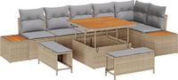 vidaXL Tuinbank - Set - 9 - st - Beige - poly - rattan
