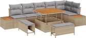 vidaXL Banc de jardin - Set - 9 - pièces - Beige - poly - rotin
