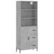 vidaXL Armoire haute, couleur béton, 69,5 x 34 x 180 cm, panneau de particules