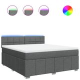 VidaXL Boxspringbed met matras, donkergrijs, 200x200 cm, gestoffeerd