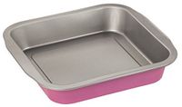 Zenker Creative Studio Brownie-Bakvorm, Chocolate Cake Bakplaat met antiaanbaklaag, Cake vorm: ca.270x260x50mm, creatief bakken (Kleur: roze, zilver), Hoeveelheid: 1 stuk
