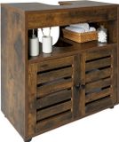 Merkloos Relaxdays Wasafel onderkast - 60 cm - louvredeuren - uitsparing - industrieel