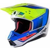 Alpinestars S-M5 Sail Helm Ece 22.06 Geel Fluo Enamel Blauw Zilver Glanzend Maat L