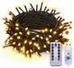 Guirlande lumineuse LED avec télécommande, connexion USB, 10 mètres, 100 LED, blanc chaud, éclairage de Noël, 8 modes, dimmable, décoration de Noël