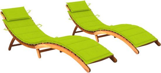 vidaXL Tuinstoel Lounge Gecapitonneerde zitting Acaciahout Groen