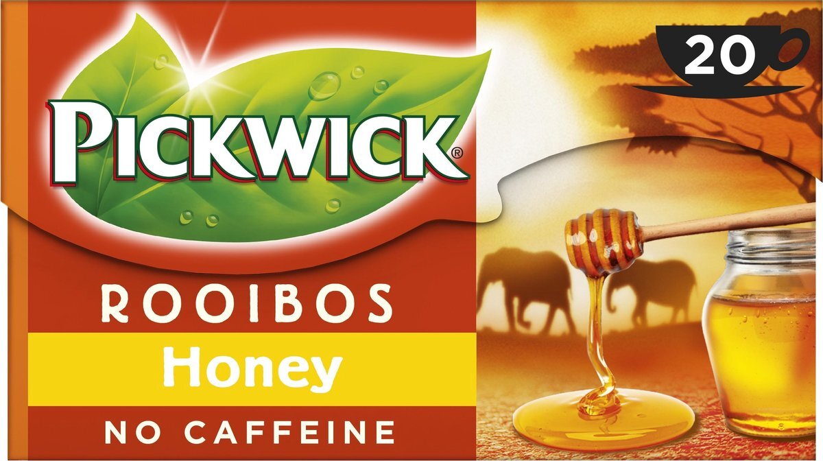 Pickwick Rooibos Thee Honing met een Vleugje Honing (240 Theezakjes, 100% Natuurlijk, Cafeïnevrije Thee, UTZ Gecertificeerd), 12 x 20 Zakjes