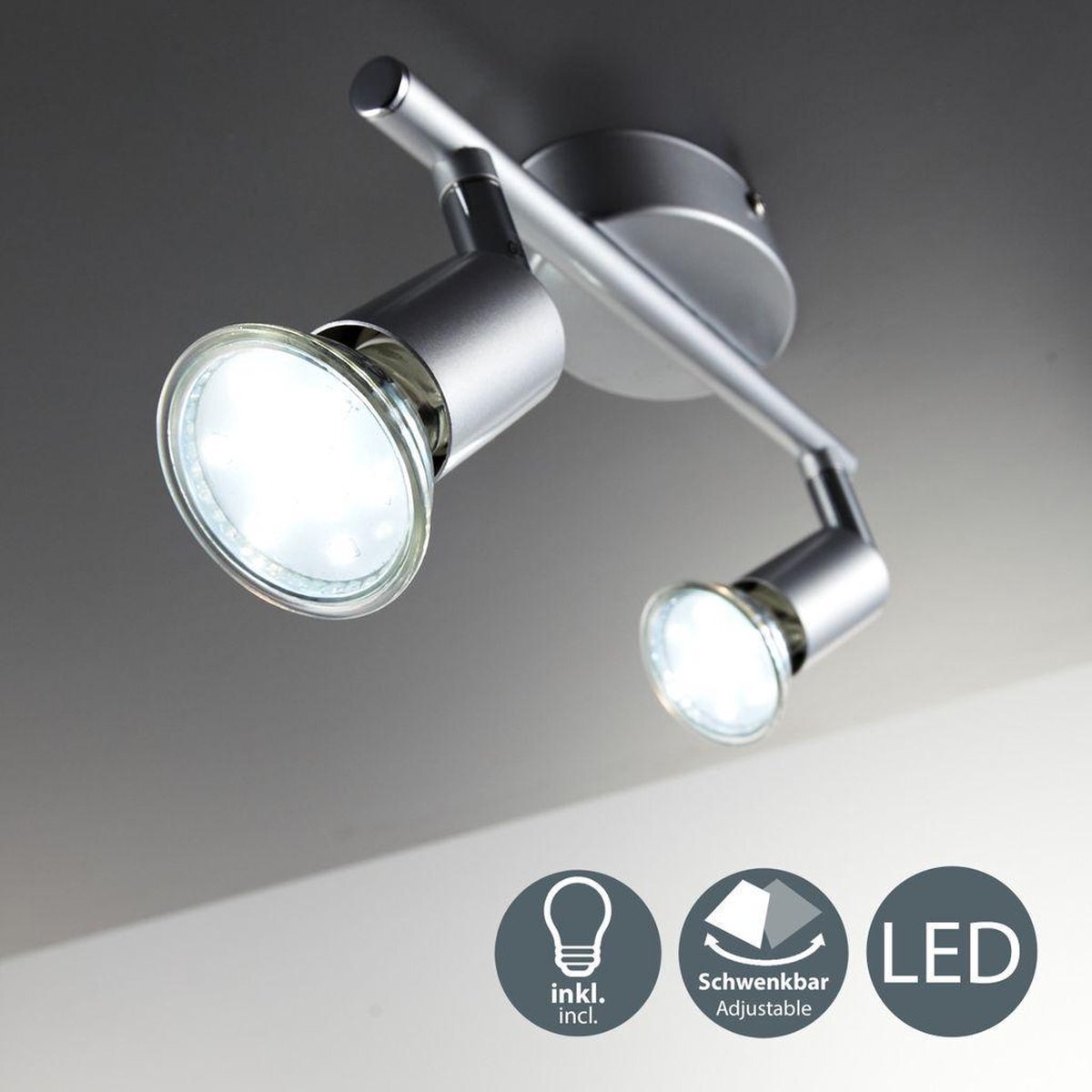 B.K.Licht - Plafondspots - met 2 lichtpunten - GU10 fitting - opbouwspots - incl. 2x GU10 - 3.000K - 250Lm