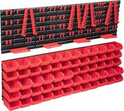 vidaXL 136-delige Opslagbakkenset met wandpanelen rood en zwart