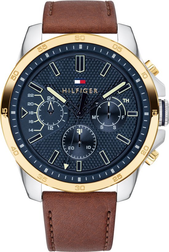 Tommy Hilfiger Tommy Hiliger TH1791561 - Horloge - Leer - Bruin - Ã˜ 46 mm