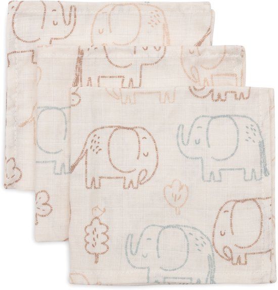 Jollein Hydrofiel Monddoekje Basic - Elephant Tales - 3 Stuks