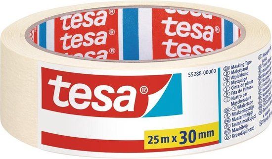 Afplaktape/schilderstape 30 mm x 25 m - Creme - Kunststof - Tesa Masking tape