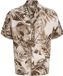 JACK&JONES JJEJEFF RESORT AOP SHIRT S/S LN Heren Overhemd M Gebloemd Viscose Linnen Loose Fit Casual Korte Mouw Klassieke Kraag Knopen Antraciet/Stone Grey/Lichtgrijs